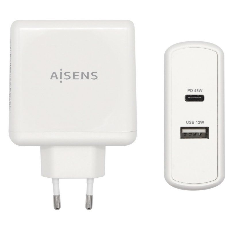 Carregador de Parede Aisens Asch-2pd45a-w / 1xusb Type-c / 1x USB / 57W