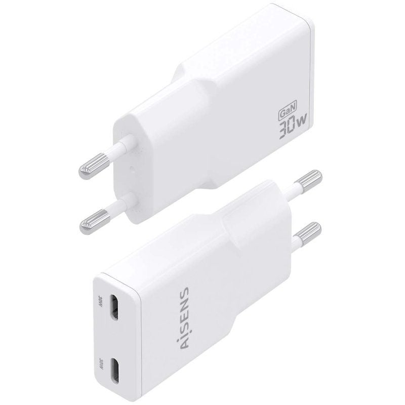 Carregador de Parede Gan Aisens Asch-30w2p048-w / 2xusb Type-c / 30W / Branco
