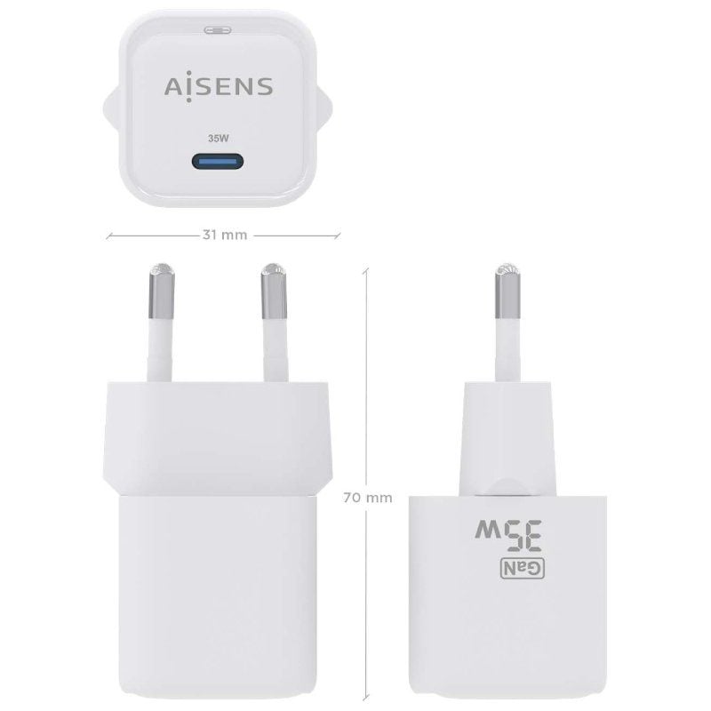 Carregador de Parede Gan Aisens Asch-35w1p022-w / 1xusb Type-c / 35W