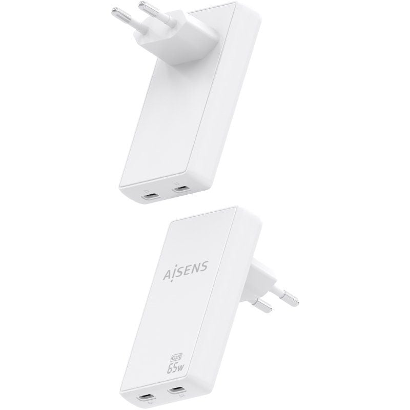 Carregador de Parede Gan Aisens Asch-65w2p077-w / 2xusb Type-c / 65W / Branco