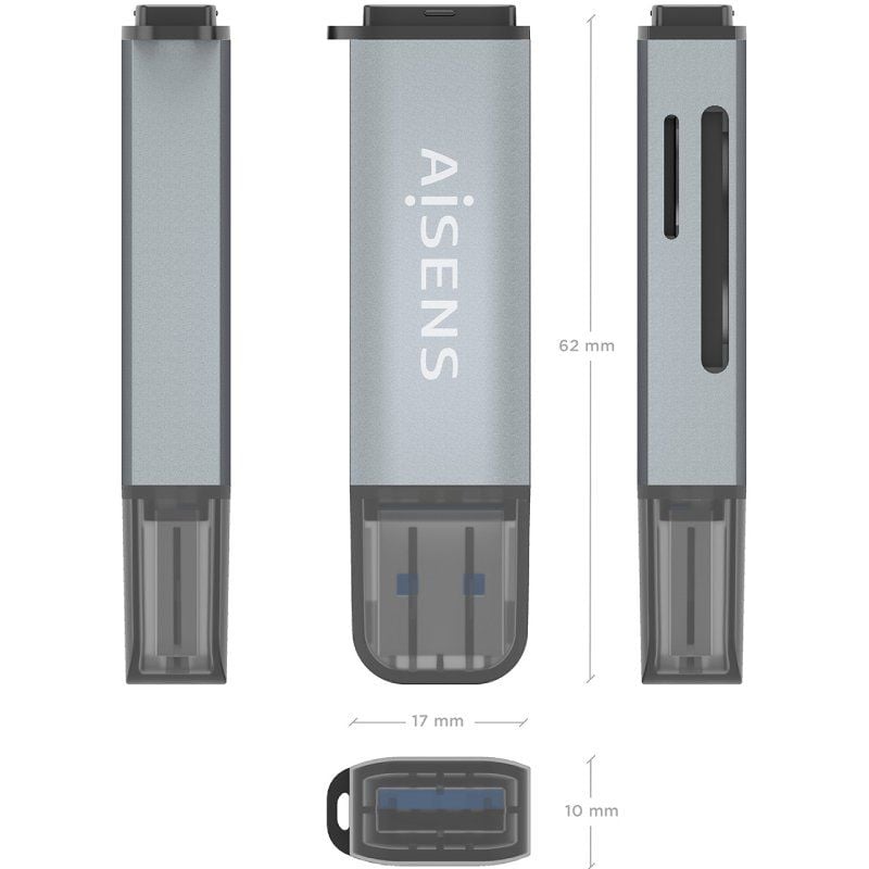 Leitor de Cartões Externo Aisens Ascr-2a09-gr / USB 3.1