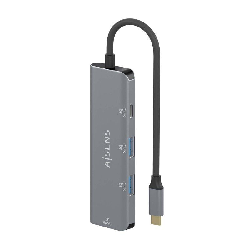 Concentrador USB Tipo C Aisens A109-0762 / 3xusb / 1xusb Tipo C / Cinzento
