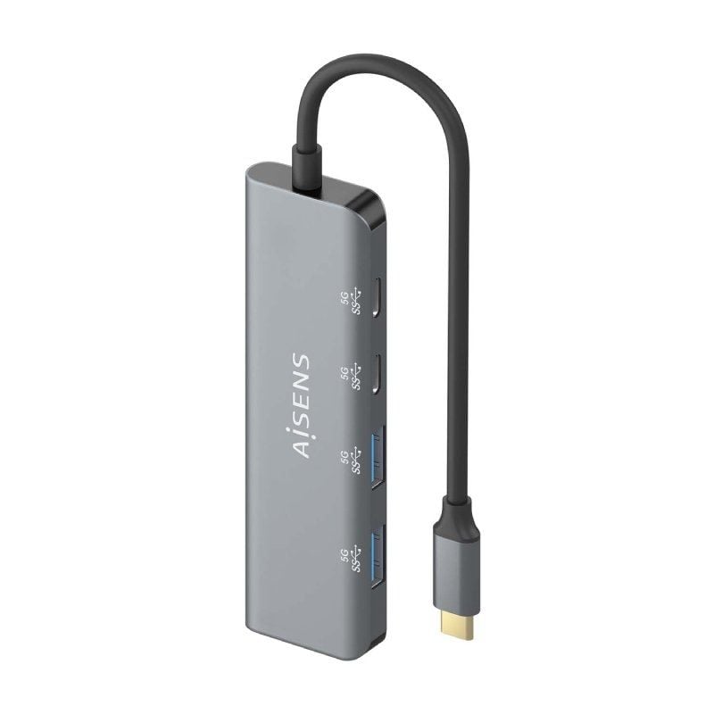 Concentrador USB Tipo C Aisens A109-0763 / 2xusb / 2xusb Tipo C / Cinzento