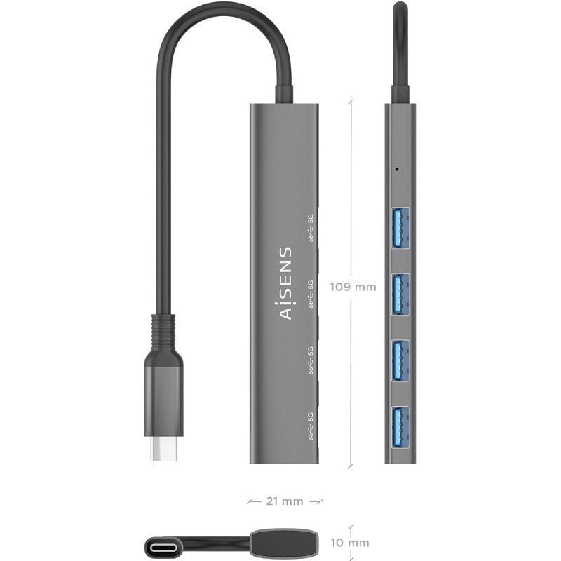 Hub USB Tipo C 3.0 Aisens A106-0540 / 4xusb