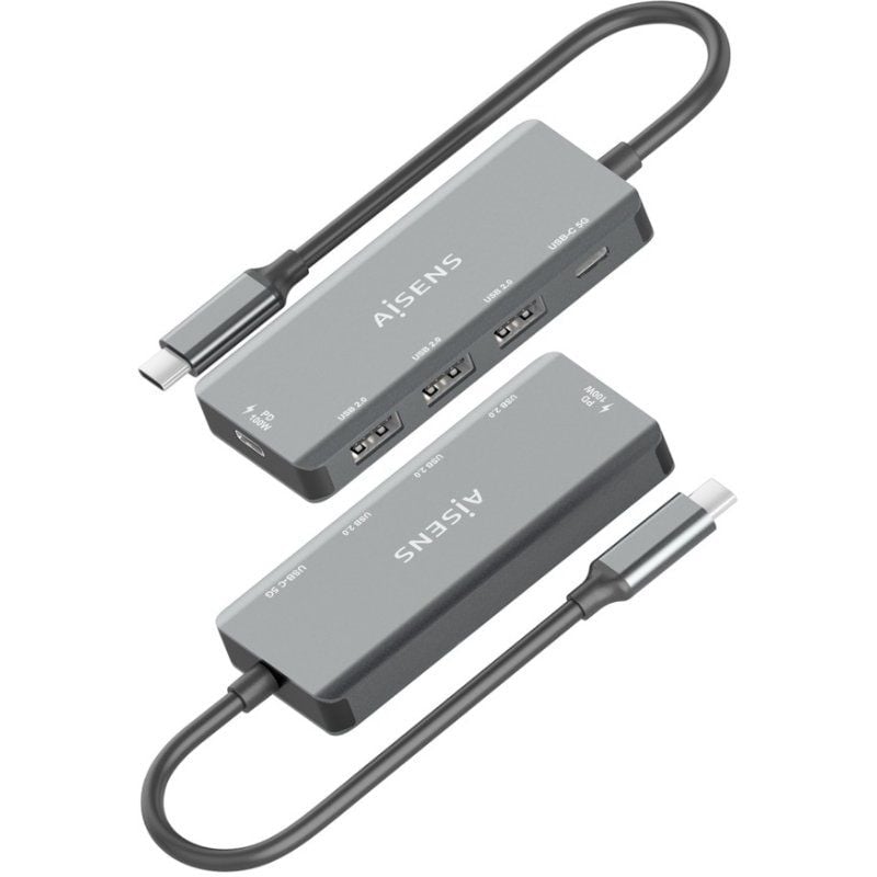 Concentrador USB Tipo C Aisens A109-0945 / 3xusb / 1xusb Tipo C / 1xusb Tipo C PD / Cinzento