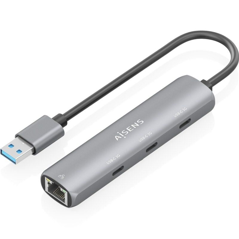 Concentrador USB Aisens Asuc-4p037-gr / 3xusb Tipo C / 1xrj45 / Cinzento