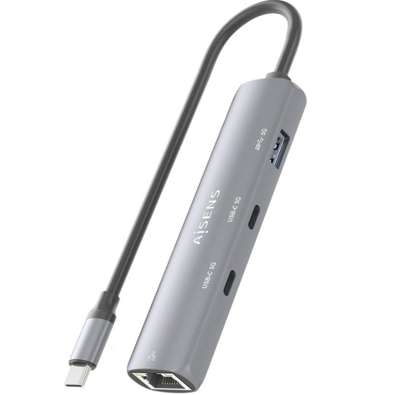 Concentrador USB Tipo C Aisens Asuc-4p040-gr / 2xusb Tipo C / 1xusb / 1xrj45 / Cinzento