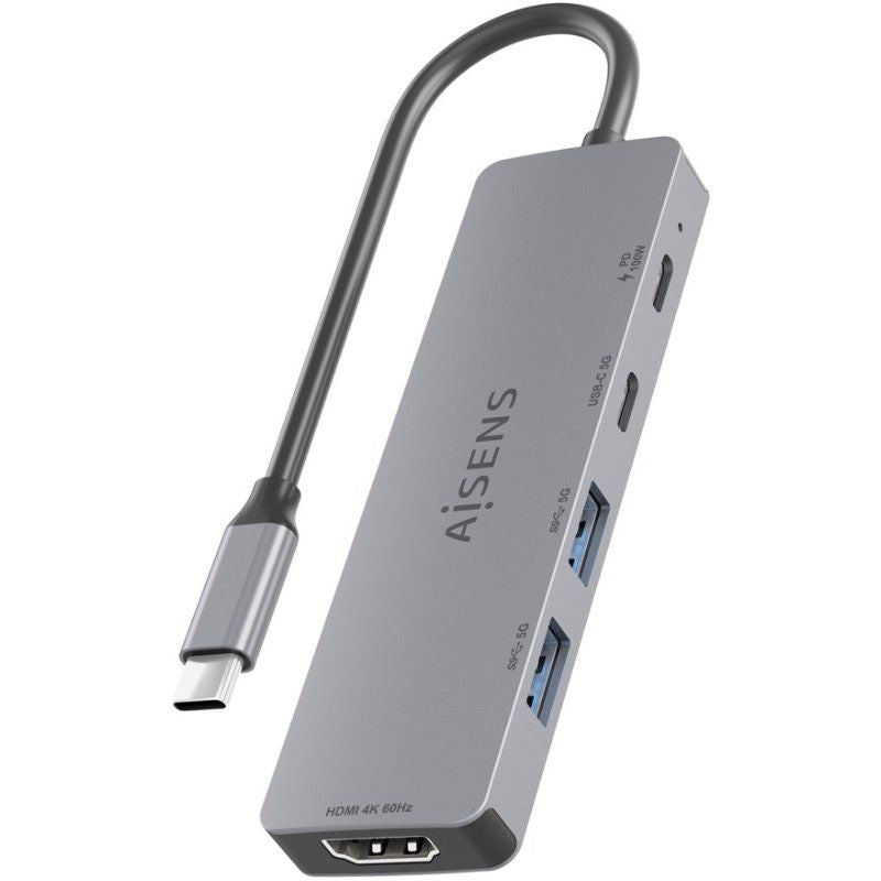 Base de Ligação USB Tipo C Aisens Asuc-5p028-gr / 1xhdmi / 2xusb / 2xusb Tipo C / 1xusb Tipo C PD /…