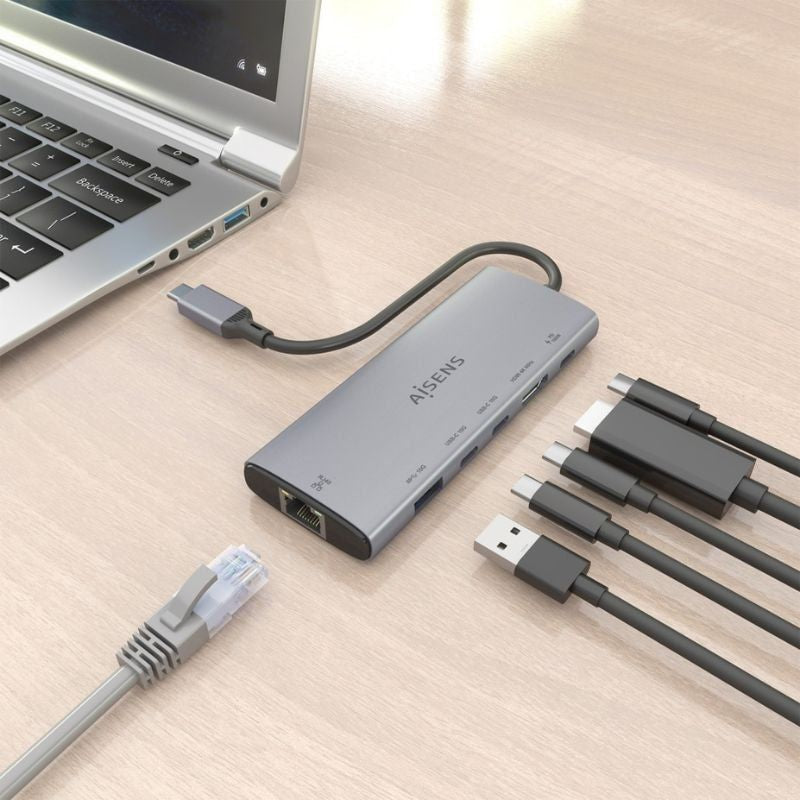 Base de Ligação USB Tipo C Aisens Asuc-6p030-gr / 1xhdmi / 1xusb / 2xusb Tipo C / 1xrj45 / 1xusb Ti…