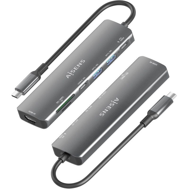 Base de Ligação USB Tipo C Aisens Asuc-7p026-gr / 1xhdmi / 2xusb / 1xusb Tipo C / 1xusb Tipo C PD /…