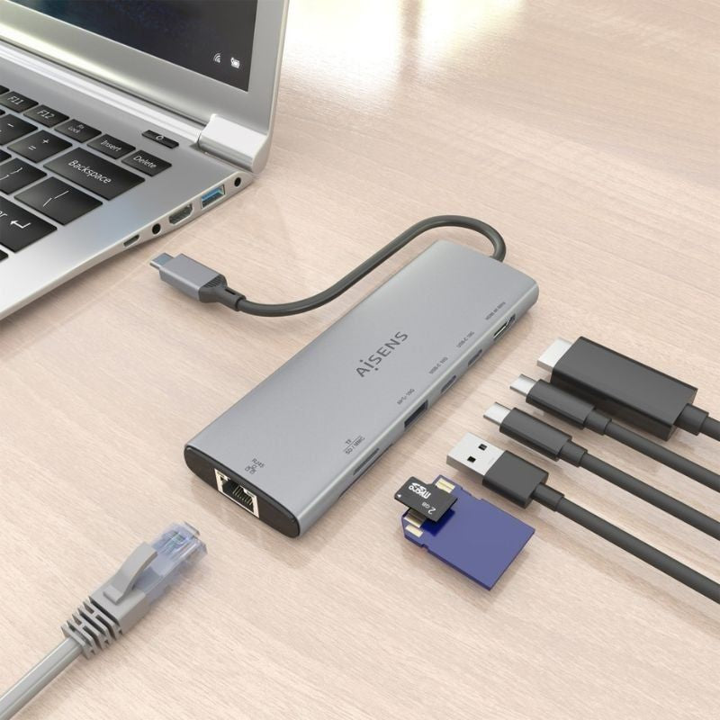 Base de Ligação USB Tipo C Aisens Asuc-7p032-gr / 1xhdmi / 1xusb / 2xusb Tipo C / 1xrj45 / 1xleitor…