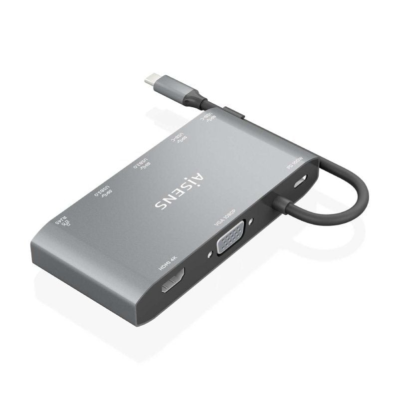 Base de Ligação USB Tipo C Aisens Asuc-8p010-gr / 1xhdmi / 1xvga / 2xusb / 1xrj45 / 2xusb Tipo C /…