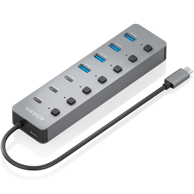 Concentrador USB Tipo C 3.2 Aisens Asuc-8p044-gr / 4xusb / 3xusb Tipo C / 1xusb Tipo C PD / Cinzento