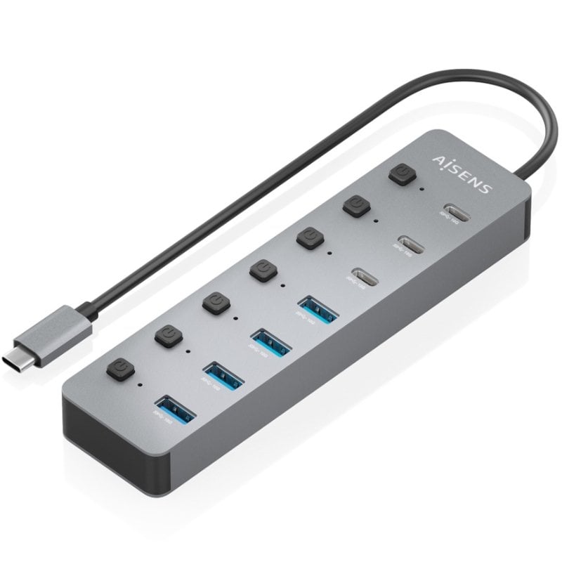 Concentrador USB Tipo C 3.2 Aisens Asuc-8p044-gr / 4xusb / 3xusb Tipo C / 1xusb Tipo C PD / Cinzento