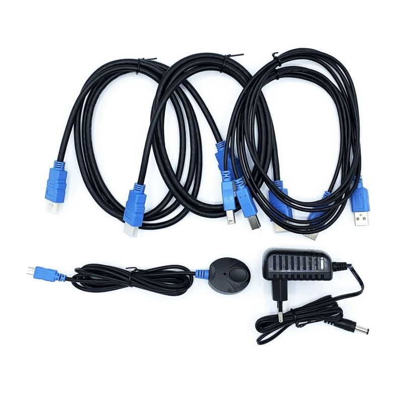 Aisens A111-0400 / 2PC HDMI KVM Switch com 1 Teclado e Rato Individuais