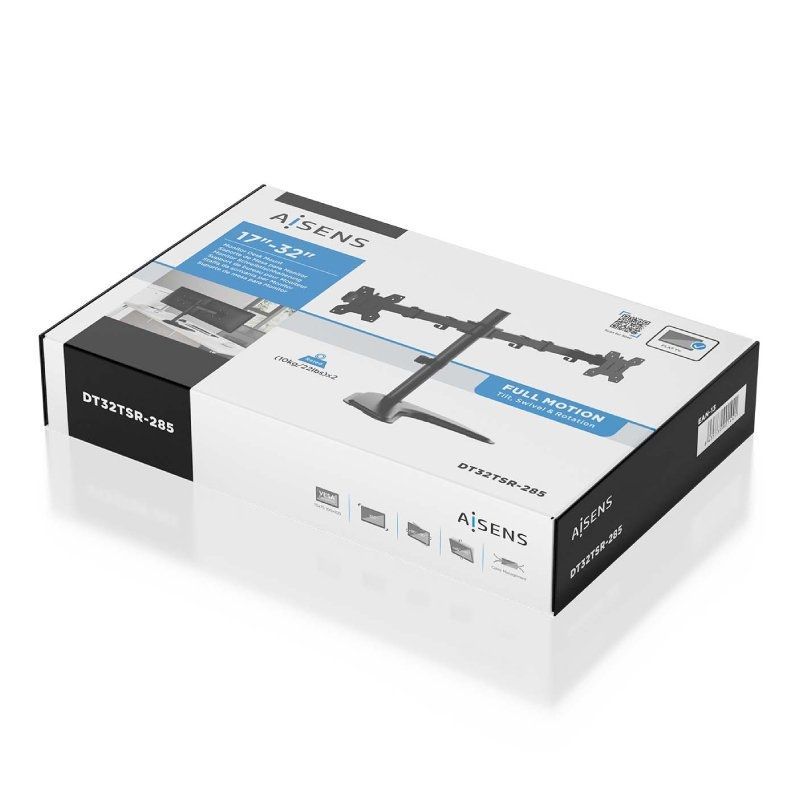 Suporte de Secretária para 2 Monitores Aisens Dt32tsr-285 / Giratório / Inclinado / Até 10kg