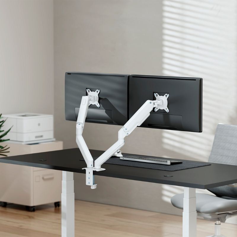 Suporte de Mesa com Contrapeso para 2 Monitores Aisens Dt32tsr-439 / Giratório / Inclinável / Até 9…