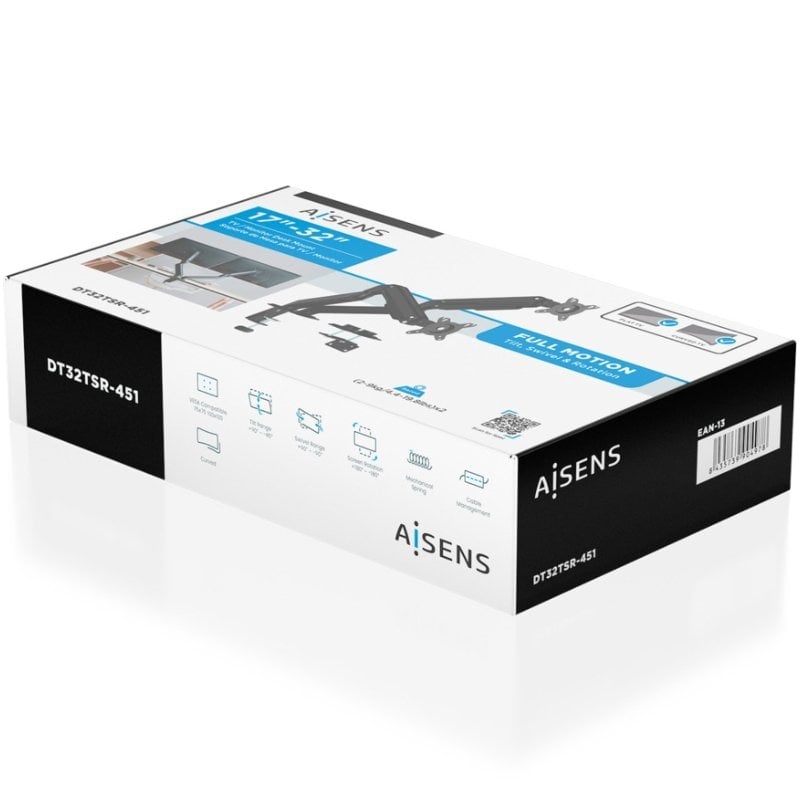 Suporte de Mesa com Contrapeso para 2 Monitores Aisens Dt32tsr-451 / Giratório / Inclinável / Até 9…