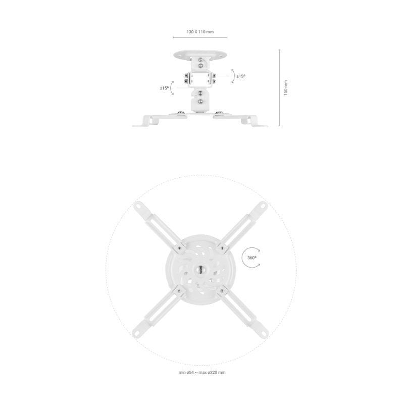 Aisens Cp03tsr-129 Suporte de Teto / Parede para Projetor Cp03tsr-129 / Inclinação Giratória / Até…