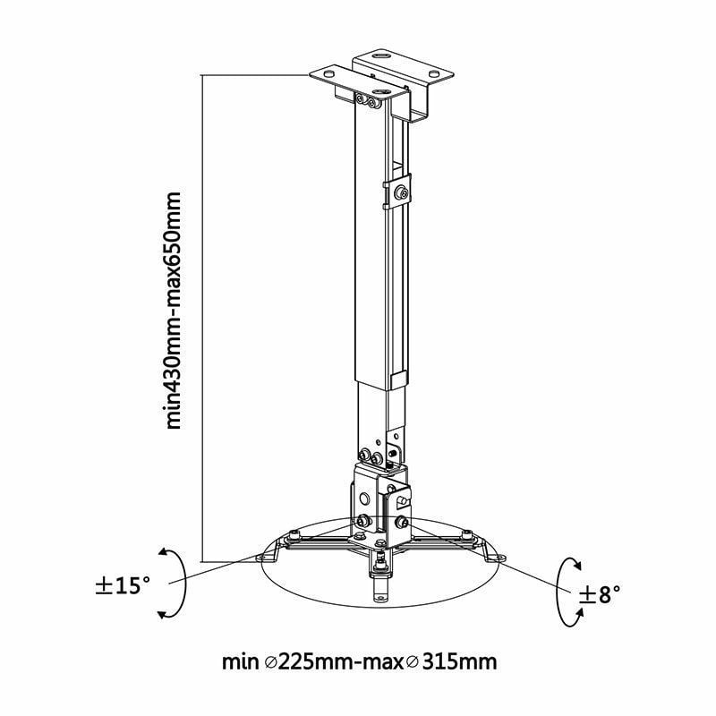 Suporte de Teto / Parede para Projetor Aisens Cwp01tse-047 / Inclinação-extensível / Até 20kg