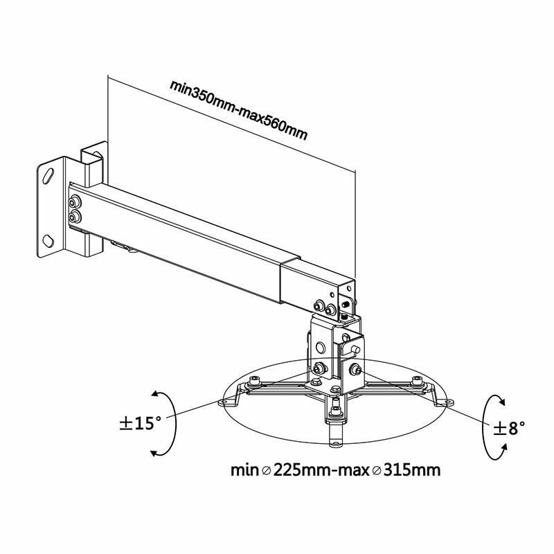 Suporte de Teto / Parede para Projetor Aisens Cwp01tse-049 / Inclinação-extensível / Até 20kg
