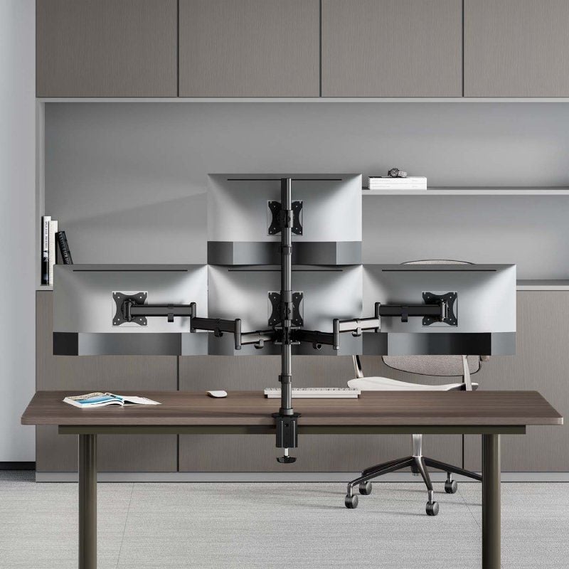 Suporte de Mesa para 4 Monitores e TV Aisens Dt27tsr-379 / Giratório / Inclinado / Até 8kg