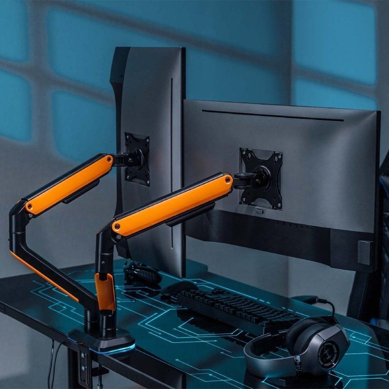 Suporte de Mesa de Jogos com Contrapeso para 2 Monitores e TV Aisens Dt32tsr-251 / Giratório / Incl…