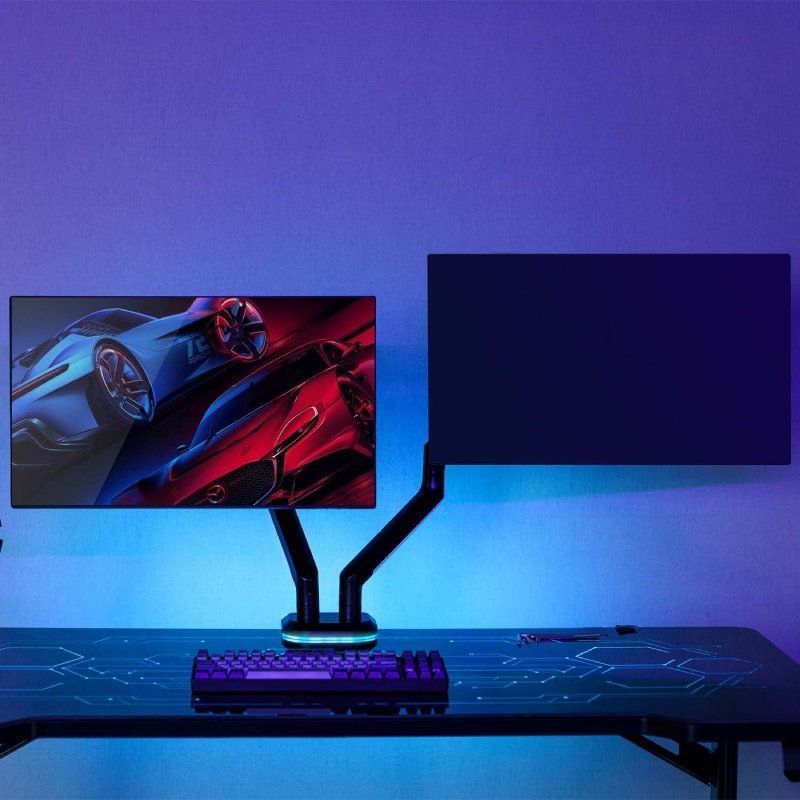 Suporte Gaming para 2 Monitores Aisens Dt32tsr-297 / Até 9kg / com Iluminação RGB