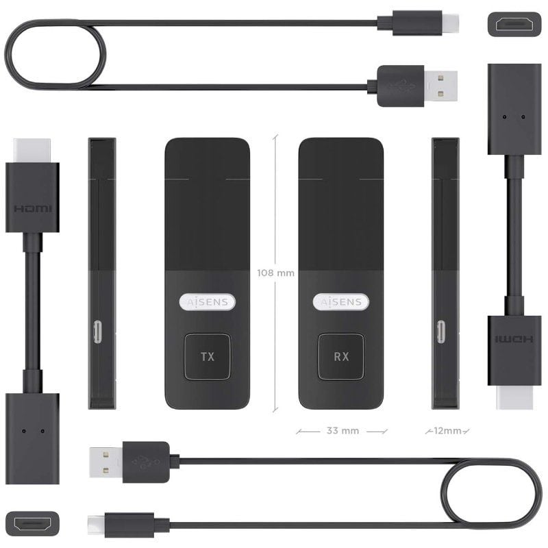 Adaptador / Transmissor de Vídeo HDMI sem Fios Aisens Aswl-h2k30m001-bk