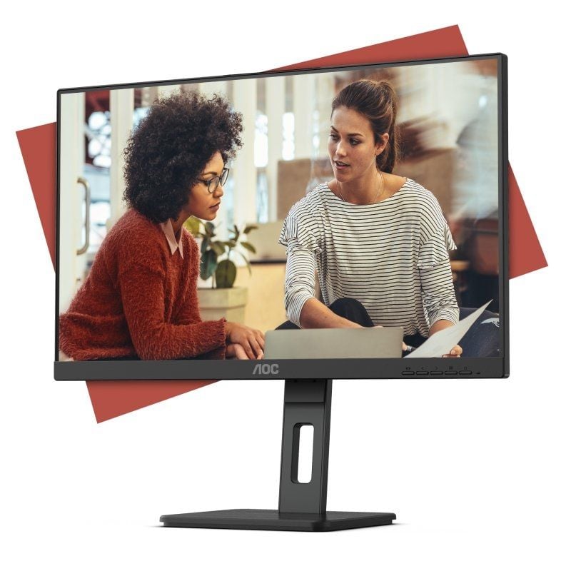 Monitor AOC 24E3QAF 23,8" / Full HD / Multimédia / Ajustável em Altura / Preto