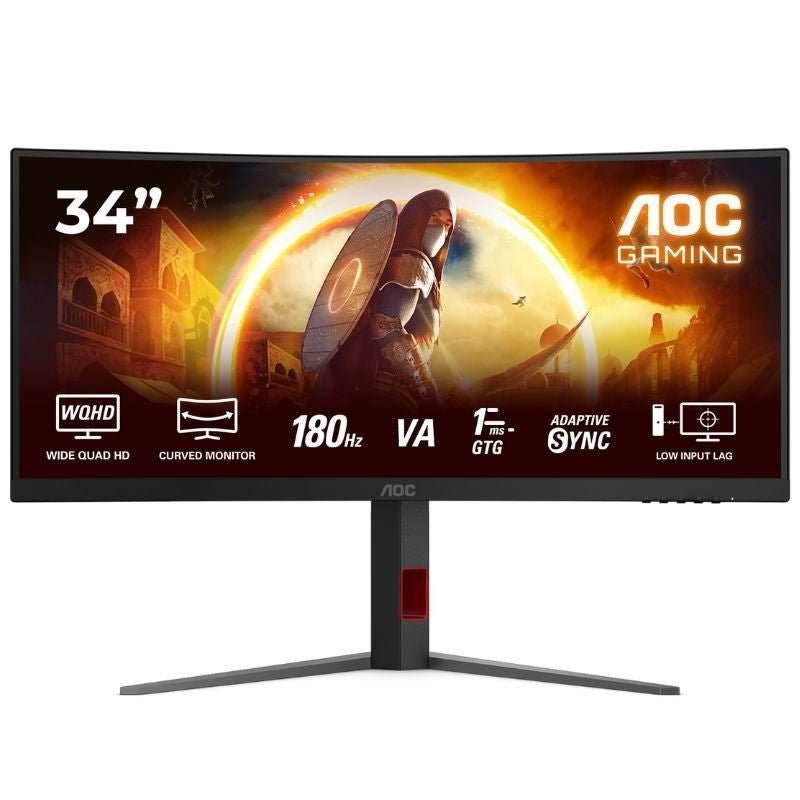 AOC CU34G4 34" / WQHD / 1ms / 180hz / VA / Ajustável em Altura / Preto / Monitor de Jogos Ultra Lar…