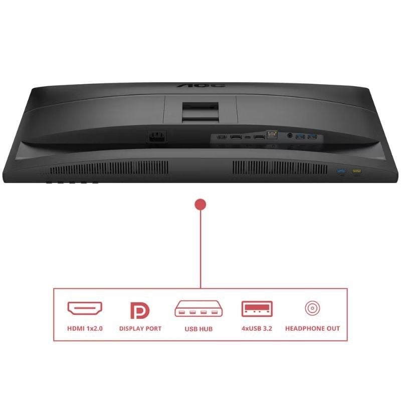 Monitor Profissional AOC Q27E4CV 27" / QHD / Multimédia / Ajustável em Altura / Preto