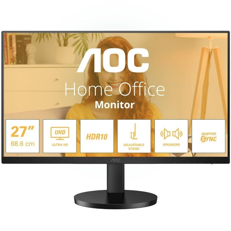 Monitor Profissional AOC U27B3AF 27" / 4K / Multimédia / Ajustável em Altura / Preto