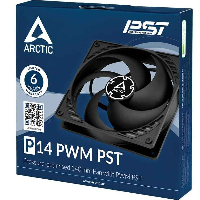 Ventilador Arctic P14 PWM PST / 14cm / Preto