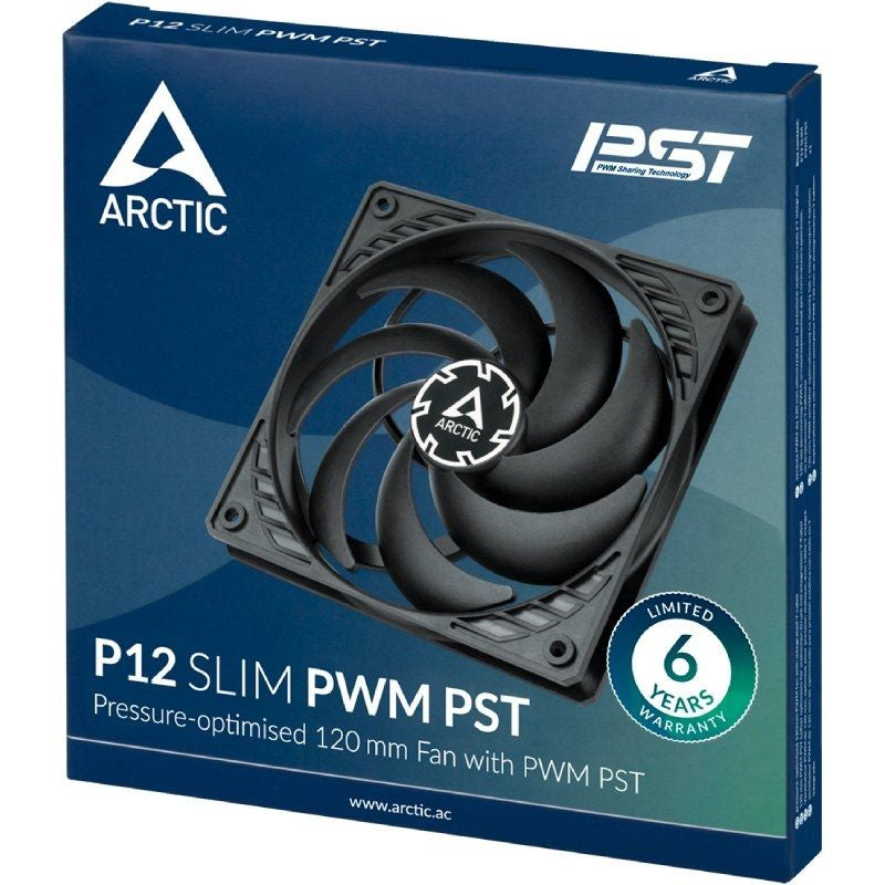 Ventilador Arctic P12 Slim PWM PST / 12cm / Preto