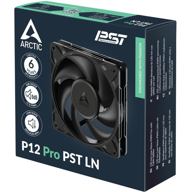 Ventilador Arctic P12 P12 Pro PST LN / 12cm / Preto
