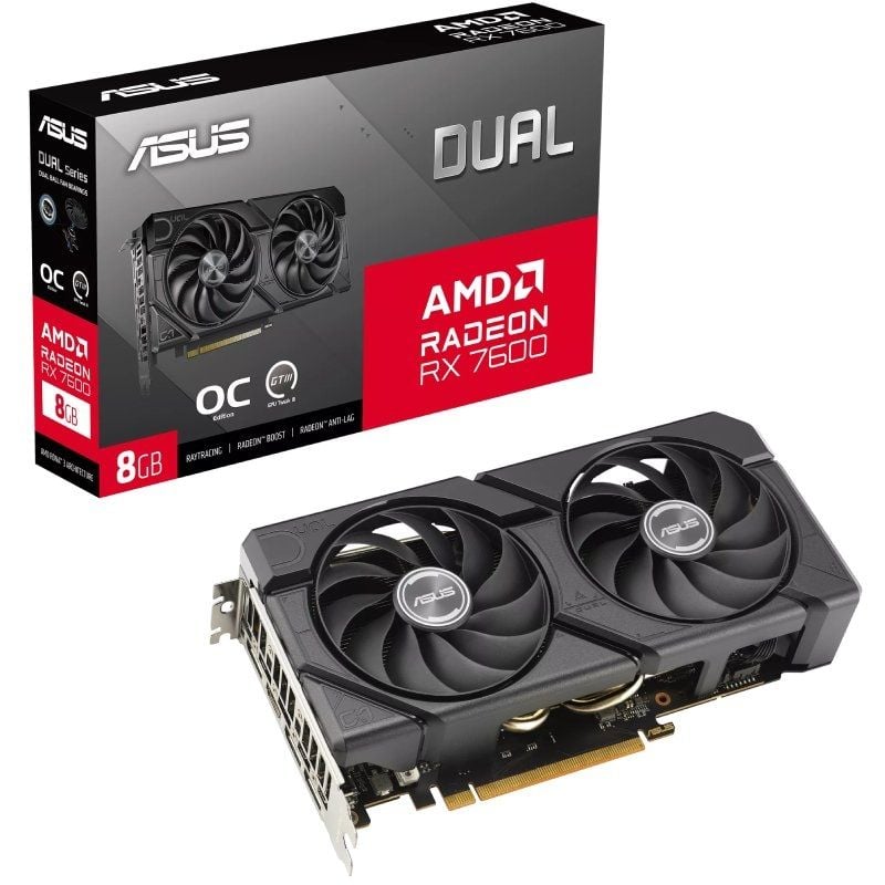 Placa Gráfica Asus Dual Radeon RX 7600 EVO OC / 8GB GDDR6