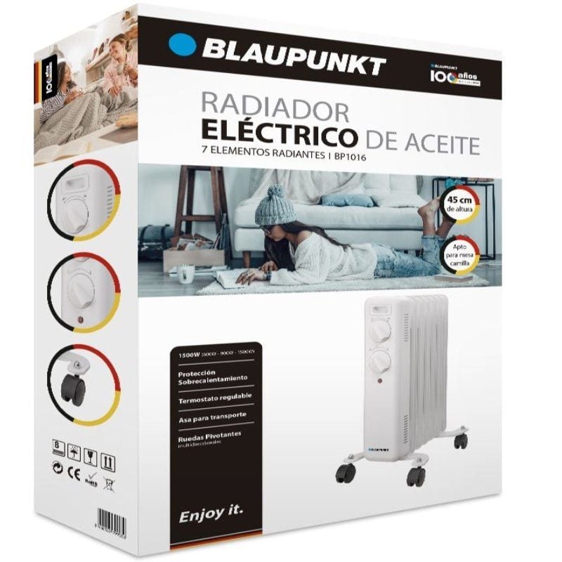 Blaupunkt BP1016 Radiador a Óleo / 1500W / 7 Elementos de Aquecimento