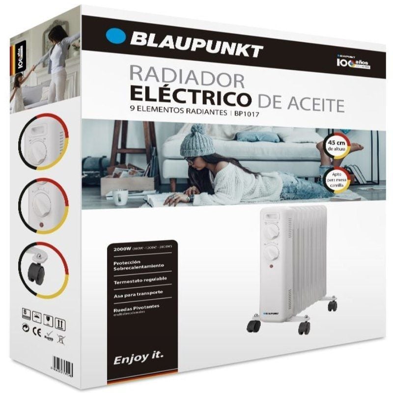 Blaupunkt BP1017 Radiador a Óleo / 2000W / 9 Elementos de Aquecimento
