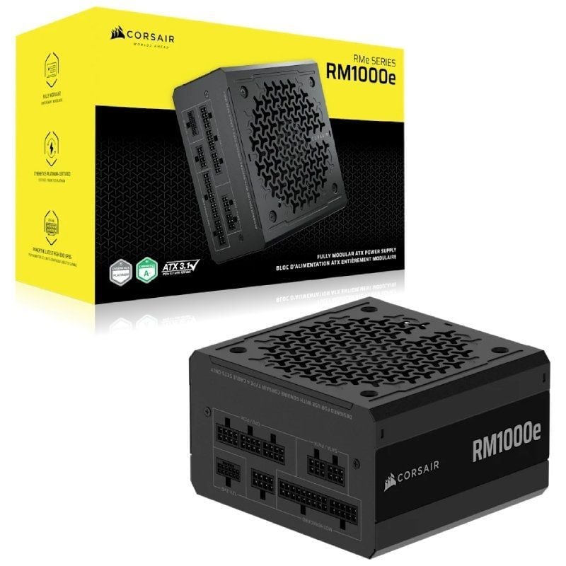 Fonte de Alimentação Corsair RM1000E / 1000W / Ventoinha de 12cm / 80 Plus Gold / Cybenetics Gold