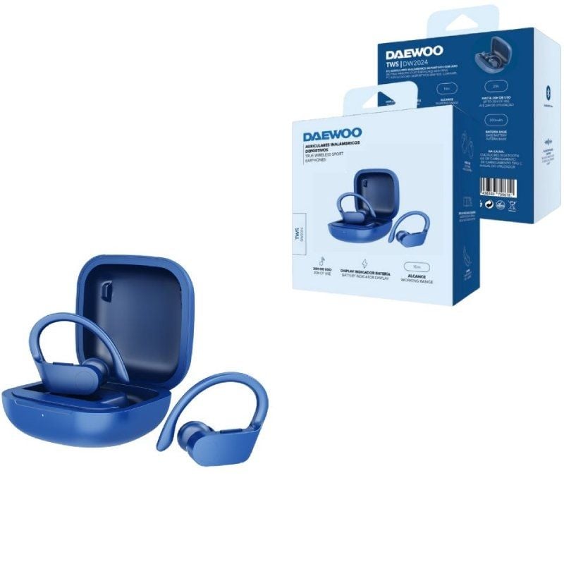 Auscultadores Desportivos Daewoo DW2024 Bluetooth com Estojo de Carregamento / 5h de Autonomia / Az…