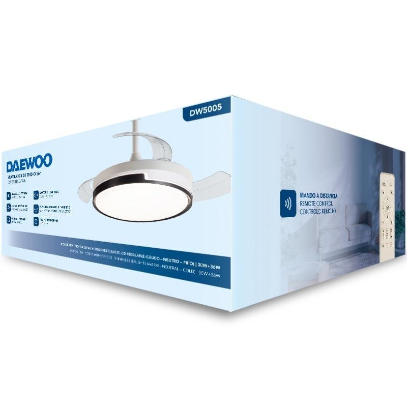 Ventilador de Teto Daewoo DW5005 / 30W / 3 Pás / 6 Velocidades