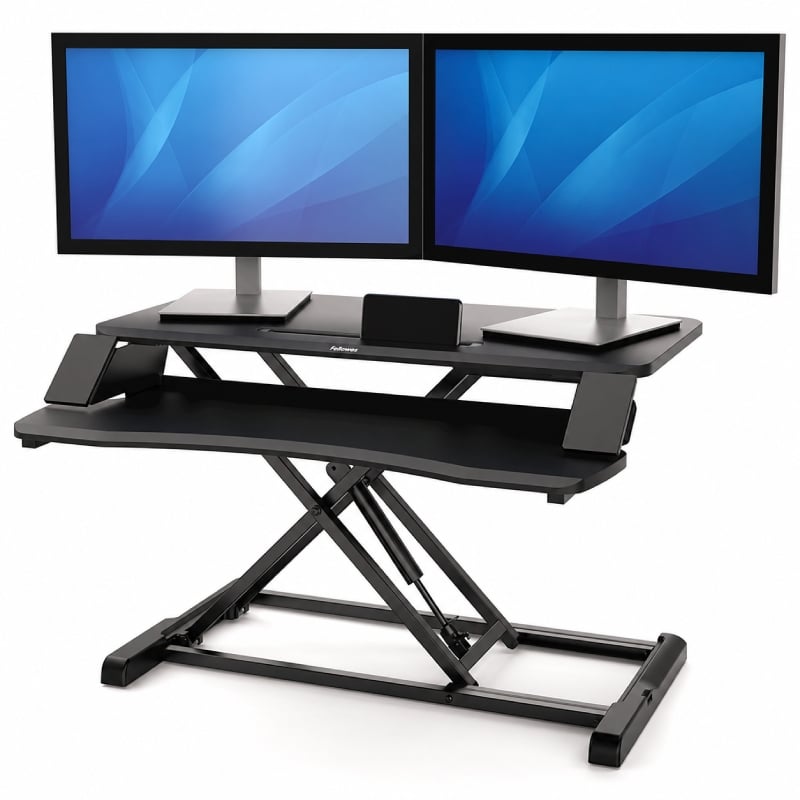 Suporte de Secretária Elevável Fellowes Sit-stand Lotus Corsivo / Até 15 Kg / Preto