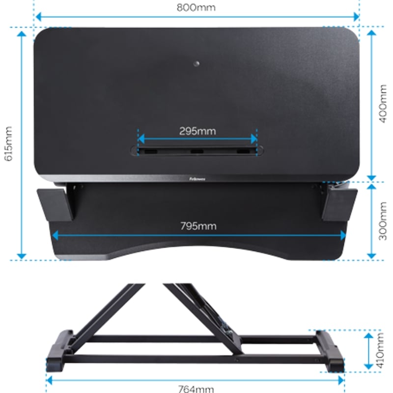 Suporte de Secretária Elevável Fellowes Sit-stand Lotus Corsivo / Até 15 Kg / Preto