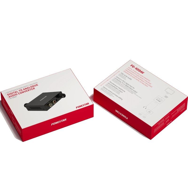 Conversor de Áudio Fonestar Fo-42dav / Entrada Toslink e RCA / Saída 2x RCA / 1x Jack 3.5