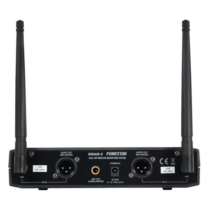 Fonestar Sonair-2m Microfone sem Fios UHF de Mão Duplo / Inclui Recetor