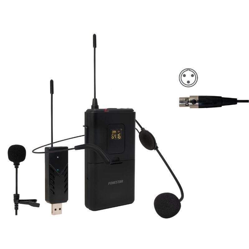 Fonestar Wi-mic UHF Microfone de Cabeça e de Lapela UHF