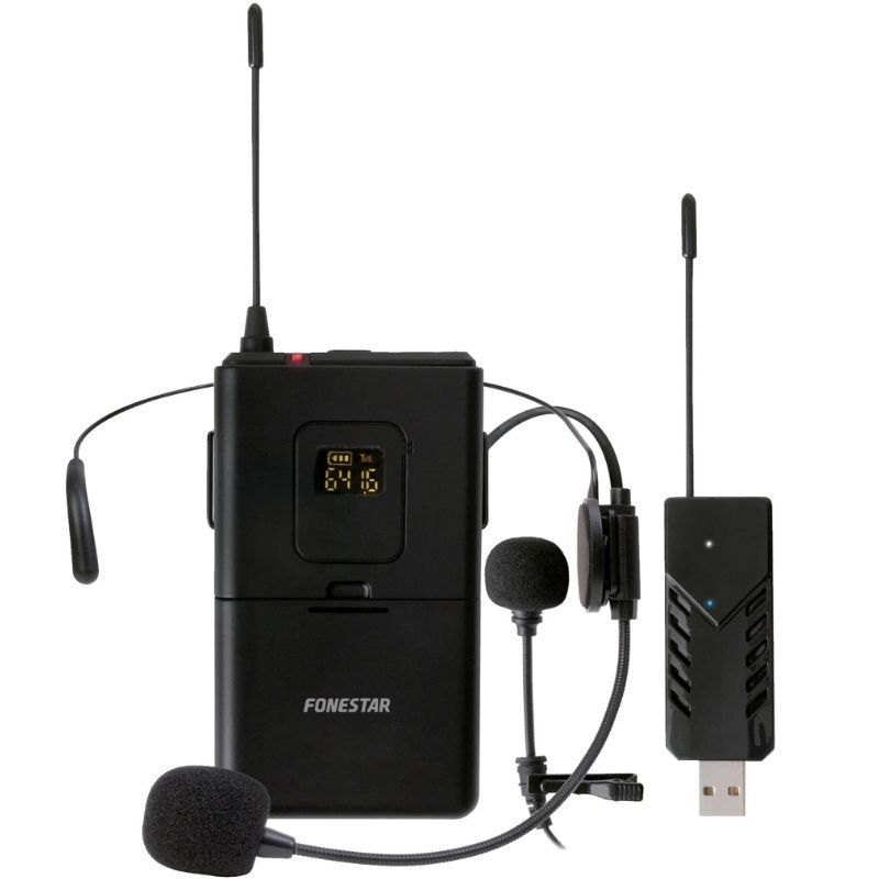 Fonestar Wi-mic UHF Microfone de Cabeça e de Lapela UHF
