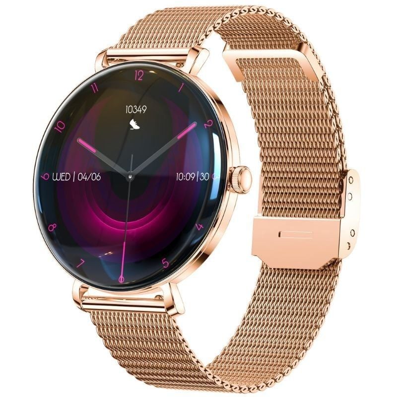 Forever Smartwatch Lucca Sb-370 / Notificações / Ritmo Cardíaco / Ouro Rosa / Inclui Bracelete Leop…