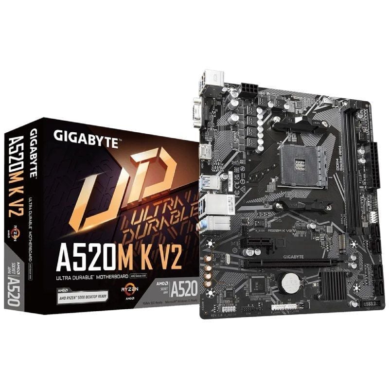 Placa-mãe Gigabyte A520M K V2 Socket AM4 / DDR4 / PCIe 3.0 / Micro ATX